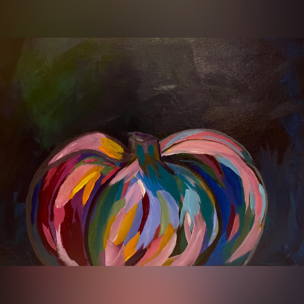 Pumpkin Paintings All Year Decor. Handmade hand, painted acrylic, 9” x 12” - Picture 3 of 9